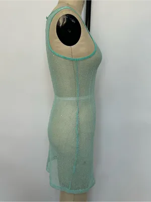 White Fox Boutique Mint Green Sheer Knit Slip thumbnail 3