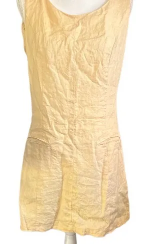 Reformation butter yellow Sleeveless linen Mini Shift Dress thumbnail 1