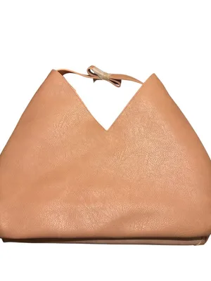 Ulta Beauty Peach Faux Leather Triangle Tote Bag Single Handle New With Tags thumbnail 3