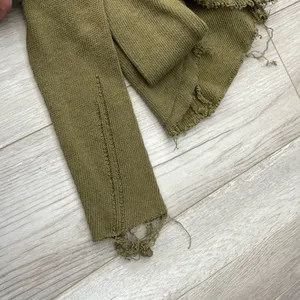 Free People Top v neck distressed knit come and get it womens Green xsmall boho thumbnail 6