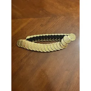 Chain Belt Goldtone Metal Faux Coin Stretchy Will Fit From 24" Up to 28" Waist thumbnail 4