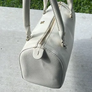 Vintage Y2K Kate Spade White Leather Barrel Satchel Handbag thumbnail 7