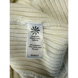 Athleta‎ Cream Ribbed Turtleneck Sweater Curved Hem Cozy Knit Medium M thumbnail 5