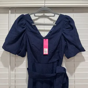 NEW Lilly Pulitzer Kirabelle Navy Pineapple Pucker Short Sleeve Jumpsuit Sz XS 0 thumbnail 2