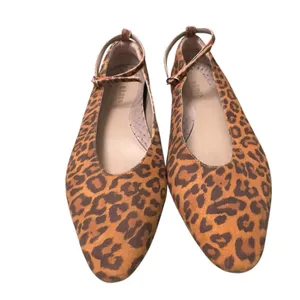 Reden Leopard Print Calf Hair Pointed Toe Ankle Strap Ballet Flats Women’s EU 39 thumbnail 8