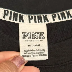 Victoria’s Secret PINK Black Crewneck Sweatshirt Rose Gold Foil Logo Long Sleeve thumbnail 4