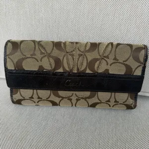 Coach Ashley Signature Jacquard Trifold‎ Wallet W/Checkbook Insert Y2K Vintage thumbnail 2