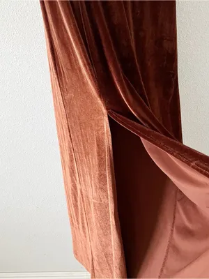 Baltic Born Tatiana Rust Brown Velvet Formal Bridesmaid One Shoulder Maxi Dress thumbnail 5