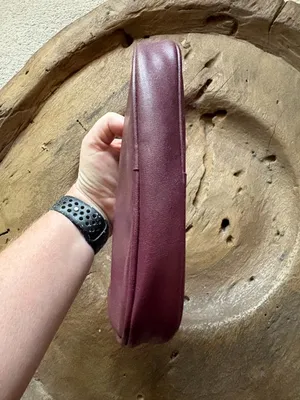 Etienne Aigner Vintage oxblood burgundy leather? cosmetics pouch makeup bag travel 1980s thumbnail 2