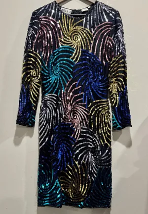 Vintage 80s Sequin Firework Cocktail Dress SweeLo Size 10 thumbnail 1