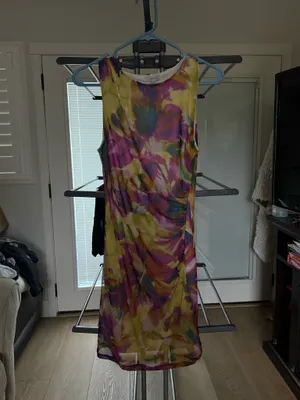 Yellow and purple floral mini dress thumbnail 2