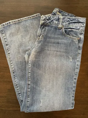 American Eagle Outfitters Boyfriend Jeans Blue Denim Stretch Distressed Women's thumbnail 1