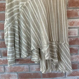 Free People Between The Lines Asymmetrical High Low Linen Dress Large Beige thumbnail 5