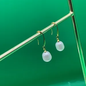 Gold Plated White Pearl Earrings thumbnail 4