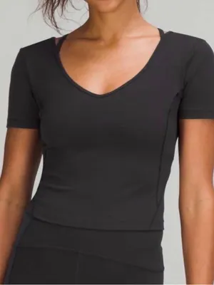 Lululemon Align T-Shirt Black Crop Top Size 10 Nulu thumbnail 1