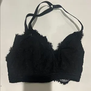 Aerie black lace adjustable bralette dark romantic witchy size XL light padding thumbnail 8