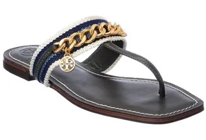 New!‎ Tory Burch Mini Benton Chain Thong Sandals in Poblano, Size 6 $278 thumbnail 1