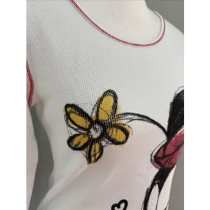 Disney‎ Small white Minnie Mouse waffle long sleeve shirt Henley thumbnail 2