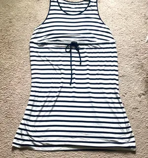 Striped‎ stretch tie waist midi dress thumbnail 1