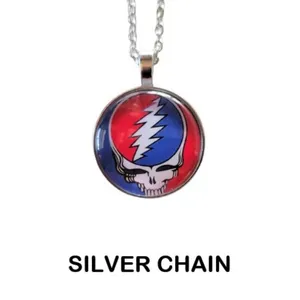 Vegan Leather Choker Grateful Dead Steal Your Face Glass Photo Cabochon Charm thumbnail 4