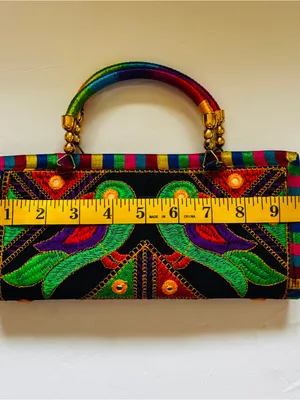 Embroidered Multicolor Bird Motif Women's Handbag thumbnail 4