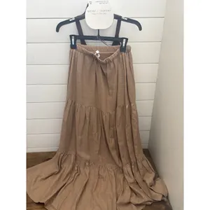 Better Together Crochet Halter Top and Tiered Maxi Skirt Set Brown Tan XS thumbnail 3