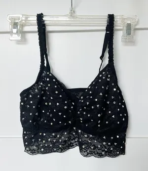 VS PInK black lace rhinestone Bralette thumbnail 1
