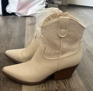 Altar'd State Cream Western Ankle Boots thumbnail 1