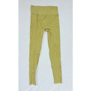 Good American S M 1/2 Chartreuse animal print leggings pull on‎ yellow green thumbnail 4