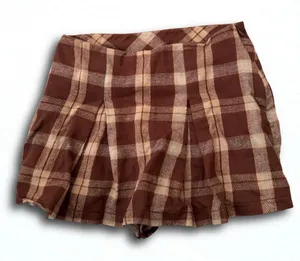Forever 21 Brown Plaid Pleated Skort Mini Skirt Shorts Preppy Academic Skort thumbnail 1