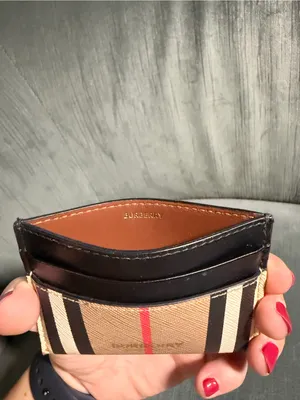 Burberry Black, Beige & Red Striped Card Holder thumbnail 3