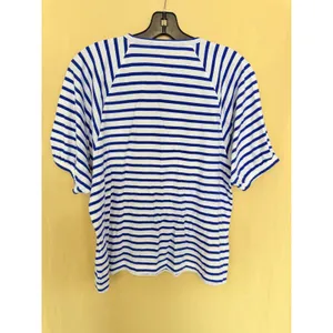 J.Crew T-Shirt Womens S Blue Striped‎ AW139 Puff Raglan Sleeve Cotton Top thumbnail 6