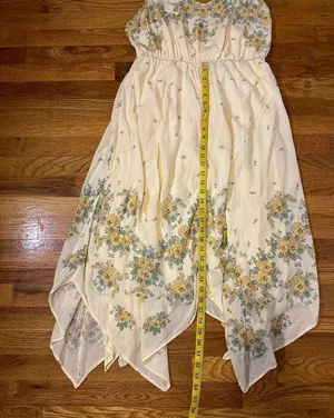 Urban Outfitters Yellow Floral Handkerchief Spaghetti Strap Midi Dress Large thumbnail 1