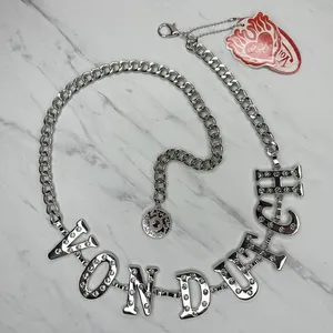Von Dutch Rhinestone Letter Chain Belt OS ✨ thumbnail 1