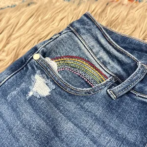 Judy Blue embroidered rainbow straight fit jeans size 5/27 thumbnail 4
