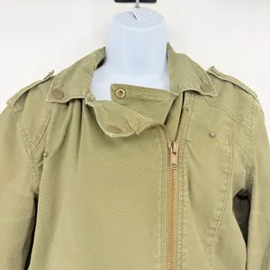 Y2K Forever 21 Canvas Utility Coat Sz S Olive Grunge Military Indie Sleaze Zip thumbnail 3