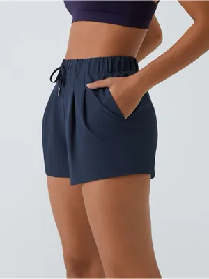 Halara 10HBB.- High Waisted Elastic Waistband Drawstring Pleated Yoga Shorts 3". thumbnail 2