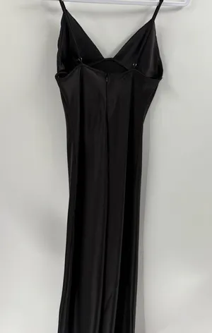 Zara beaded Y2K date night party festival black v sequin neck satin midi sz xs thumbnail 13