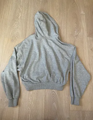 Grey Cropped Hoodie Gray Size XS thumbnail 2