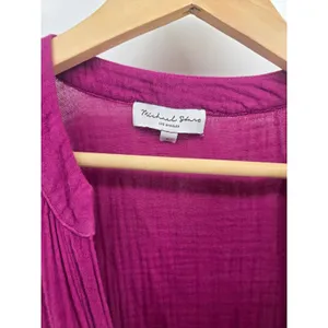 Michael Stars Dress Womens L Double Gauze Tiered Magenta Sleeveless EUC thumbnail 2