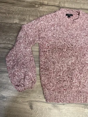 J.Crew Re-Imagined Marled Knit Balloon Sleeve Sweater Burgundy Pink S thumbnail 6