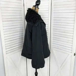 Simply Vera Puffer Jacket Faux Fur Collar Hood‎ Black Medium Balloon Sleeve thumbnail 5