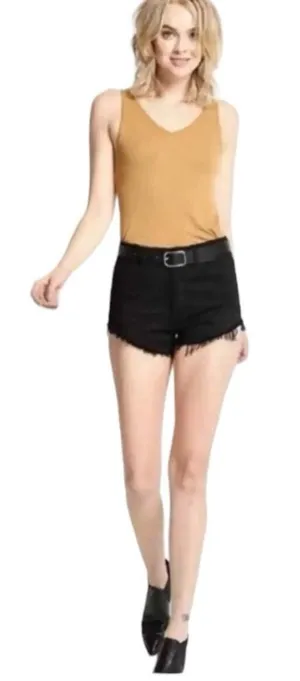 NWT KanCan High Rise Distressed Raw Fringe Hem Denim Jean Shorts 0/23 thumbnail 1