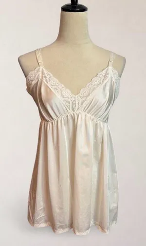 jcpenney Cream Satin Lace-Trim Chemise thumbnail 1