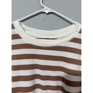 Old‎ Navy Womens T-Shirt 3X Brown White Striped Oversized Cotton Short Sleeve thumbnail 7
