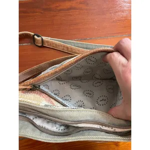 Myra Bag Cowhide Canvas Crossbody Purse Western Southwestern Boho Leather thumbnail 8