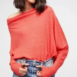 Free People Top XS Cherry Coral‎ We The Free Londontown Thermal Oversized thumbnail 8