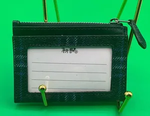 A Really sweet NWOT Mini Thin skinny Plaid Leather Coach Zip Mini ID Wallet thumbnail 4