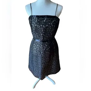 White House Black Market Black Lace Overlay Cocktail Dress LBD Size 10 thumbnail 2