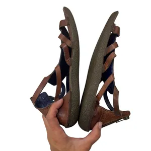 Kickers Women's Brown Leather Gladiator Sandals‎ Back Zip Strappy Retro Boho 41 Size 9 thumbnail 9
